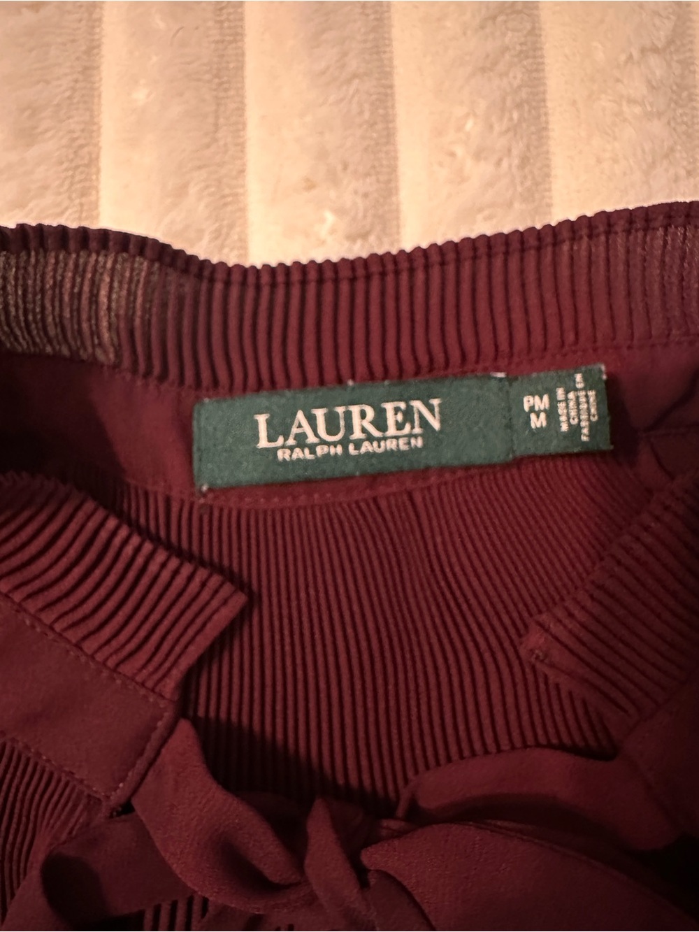 LAUREN Ralph Lauren Burgundy Bow-Tie Pintuck Blouse - Picture 5 of 9